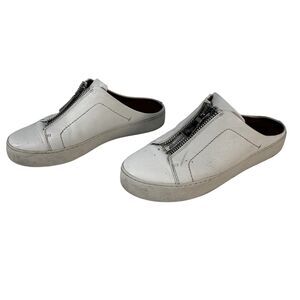 Frye Lena Zip Low White Leather Sneakers Womens Size 8 M Slip-on Mules